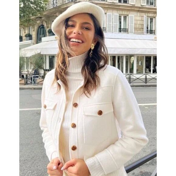 RAILS Womans Jacket Easton Ivory Wool Blend Cream White Cropped Coat Large - Picture 8 of 9